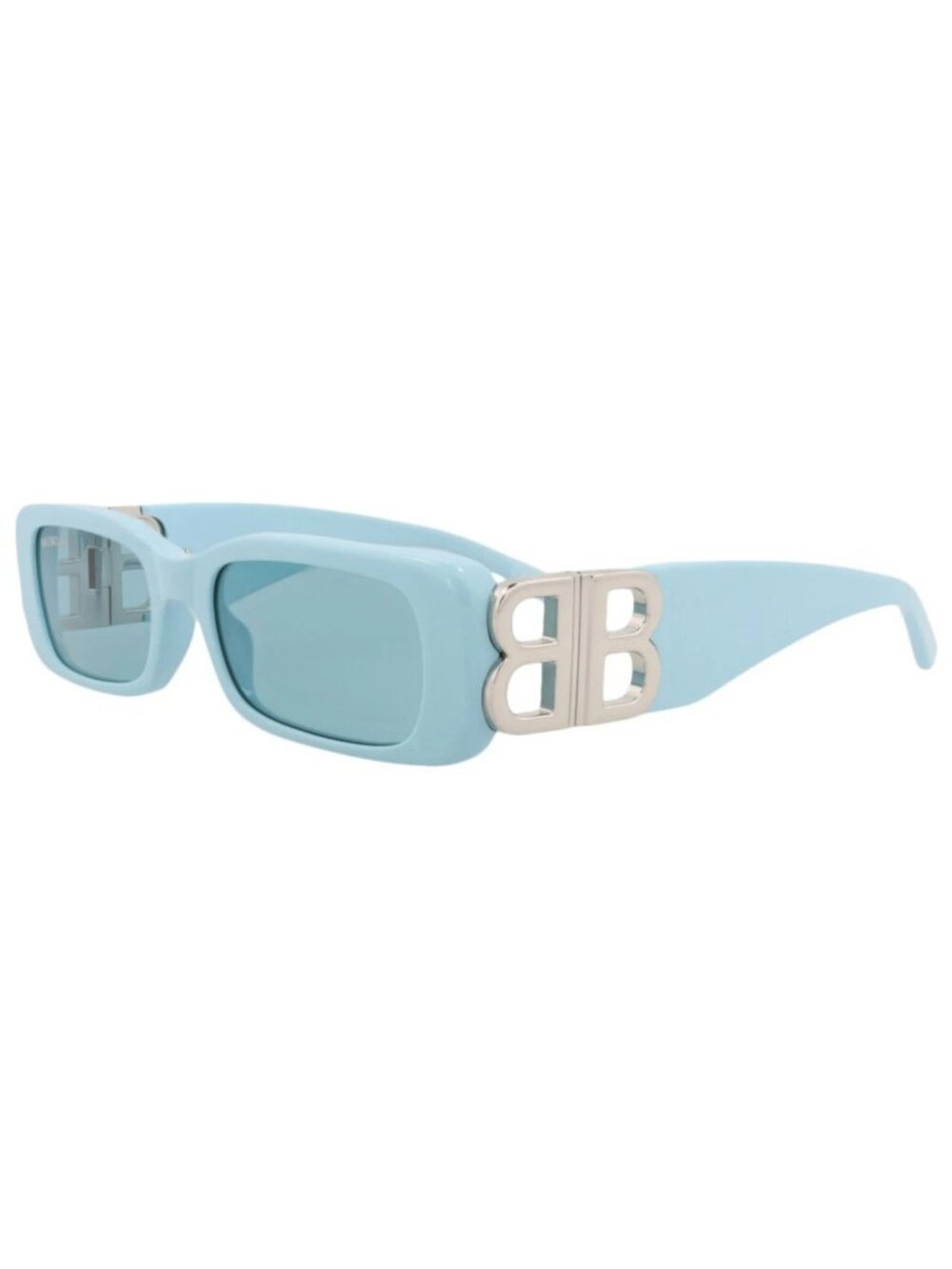 New Balenciaga Women's Sunglasses Square Rectangle Recycled Acetate Frame Blue